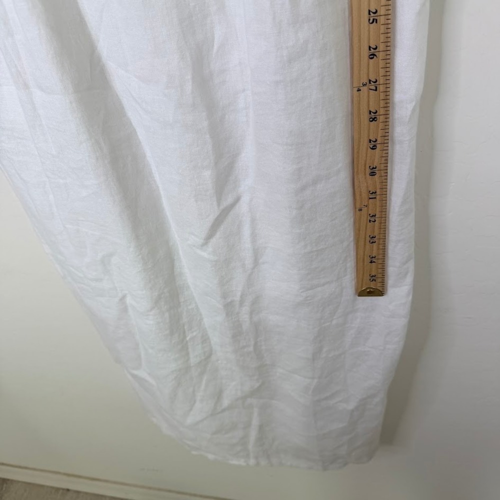 Quince‎ Linen Scoop Neck Midi Sundress White Coastal Beachy Resort Wear Size XL - Picture 12 of 16